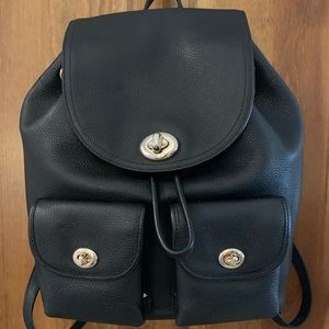 EUC COACH Black Pebbled Leather Backpack